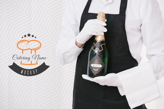 Free Champagne Next To Catering Name Placeholder Psd