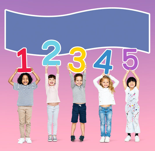 Free Cheerful Kids Holding Numbers One To Five