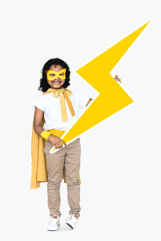 Free Cheerful Superhero With A Lightning Bolt