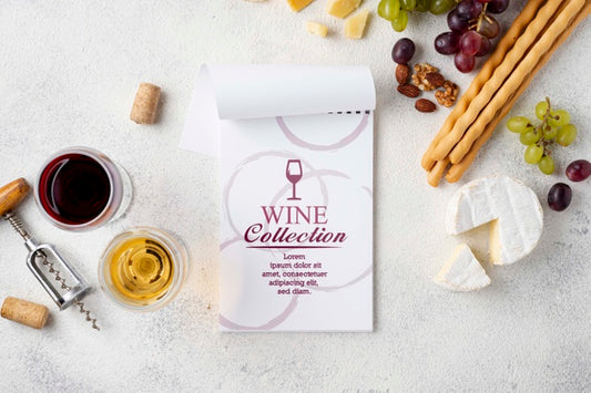 Free Cheese And Wine On Desk Psd
