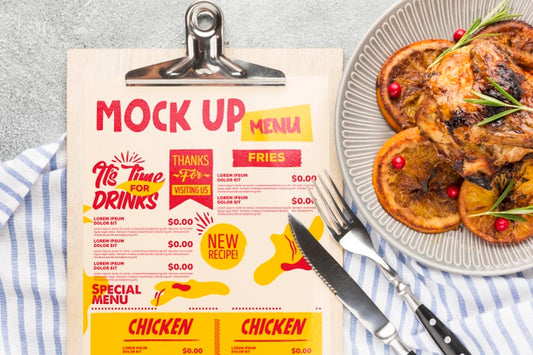 Free Chicken Meal Composition Mock-Up Psd