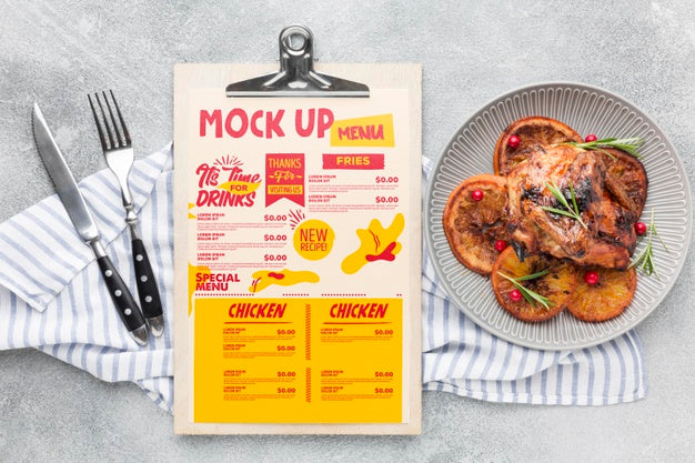 Free Chicken Meal Composition Mock-Up Psd