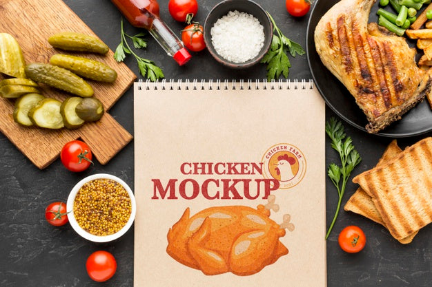 Free Chicken Meal Composition Mock-Up Psd