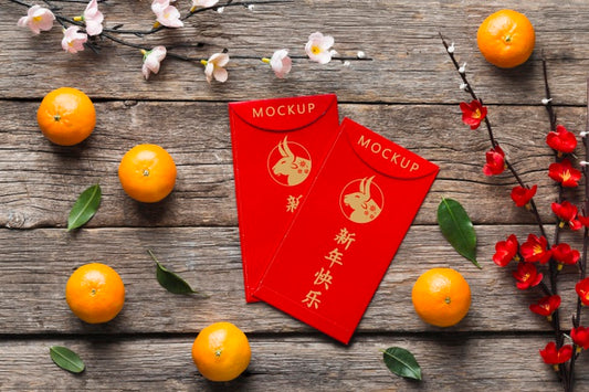 Free Chinese New Year 2021 With Flowers Mock-Up Psd