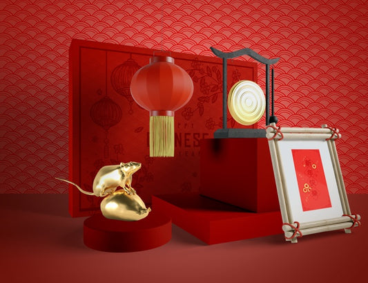 Free Chinese New Year Illustration With A Golden Rat Psd