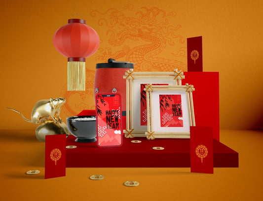 Free Chinese New Year Illustration With Mock-Up Psd