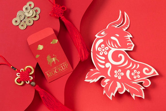 Free Chinese New Year Isometric Mock-Up Elements Assortment Psd