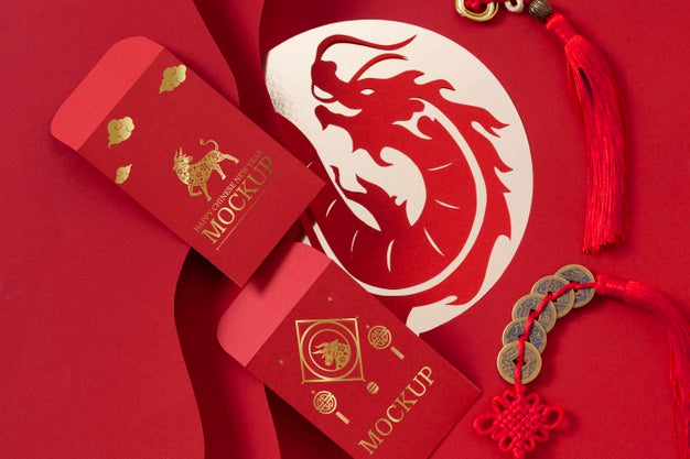 Free Chinese New Year Mock-Up Elements Composition Psd