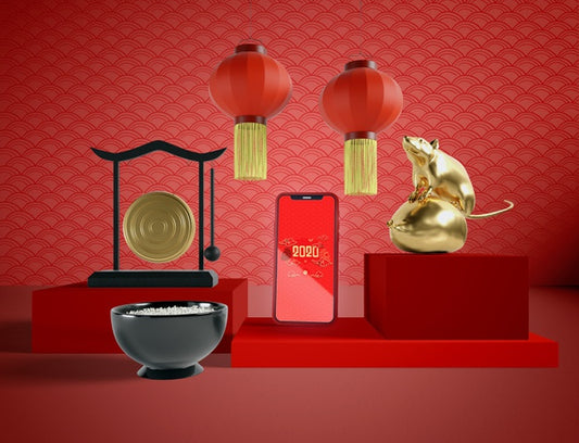 Free Chinese Tratidional Elements And Phone Mock-Up Psd