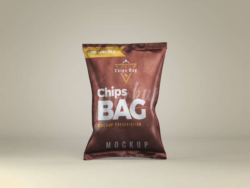 Free Chips Bag Front View Mockup