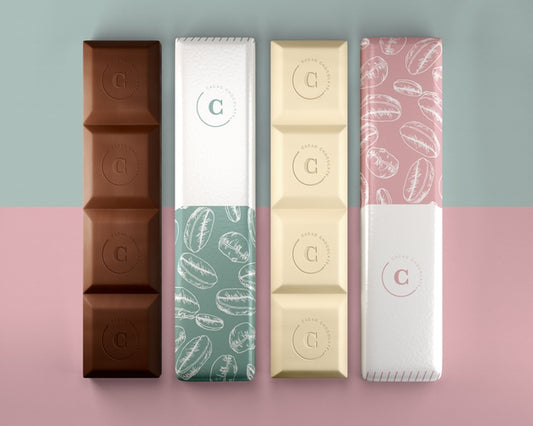 Free Chocolate Bars In Paper Packaging Mock-Up Psd