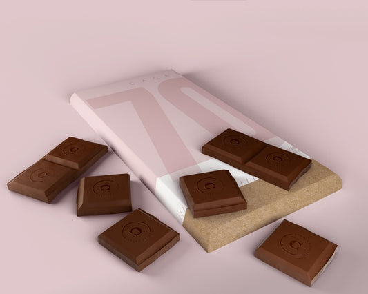 Free Chocolate Tablet In Paper Wrapping Mock-Up Psd
