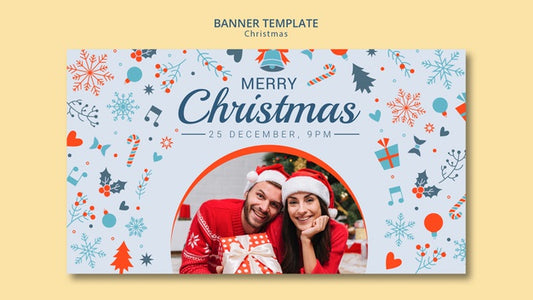 Free Christmas Banner Template With Photo Psd
