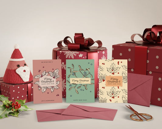 Free Christmas Celebrated With Card And Gifts Psd