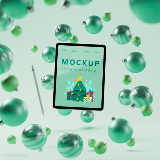 Free Christmas Decoration Background With Mock-Up Psd