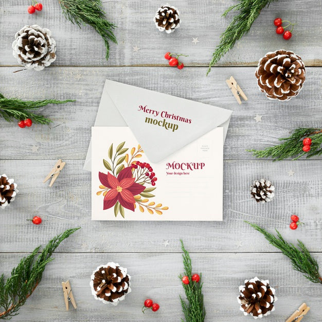 Free Christmas Eve Arrangement With Card And Envelope Psd