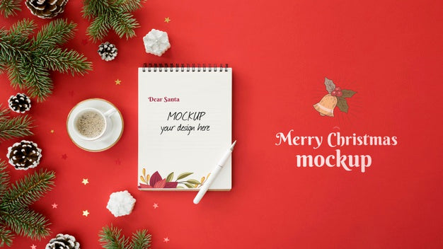 Free Christmas Eve Arrangement With Notepad Psd