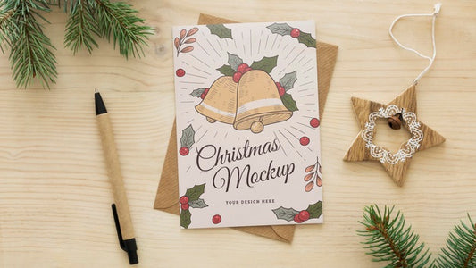 Free Christmas Eve Assortment With Card Mock-Up Psd