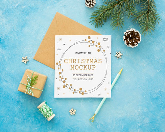 Free Christmas Eve Composition With Card And Envelope Psd