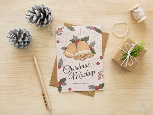 Free Christmas Eve Composition With Card Mock-Up Psd