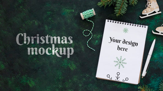 Free Christmas Eve Elements Assortment With Notepad Mock-Up Psd