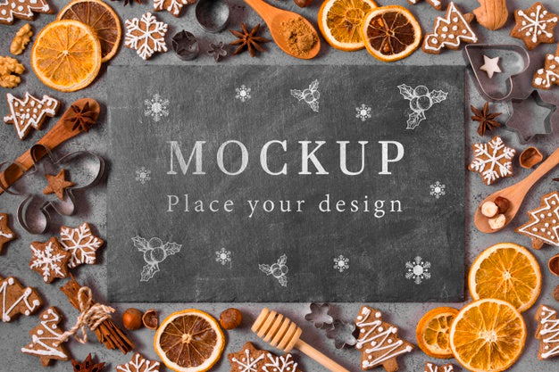 Free Christmas Food Concept Mock-Up Psd