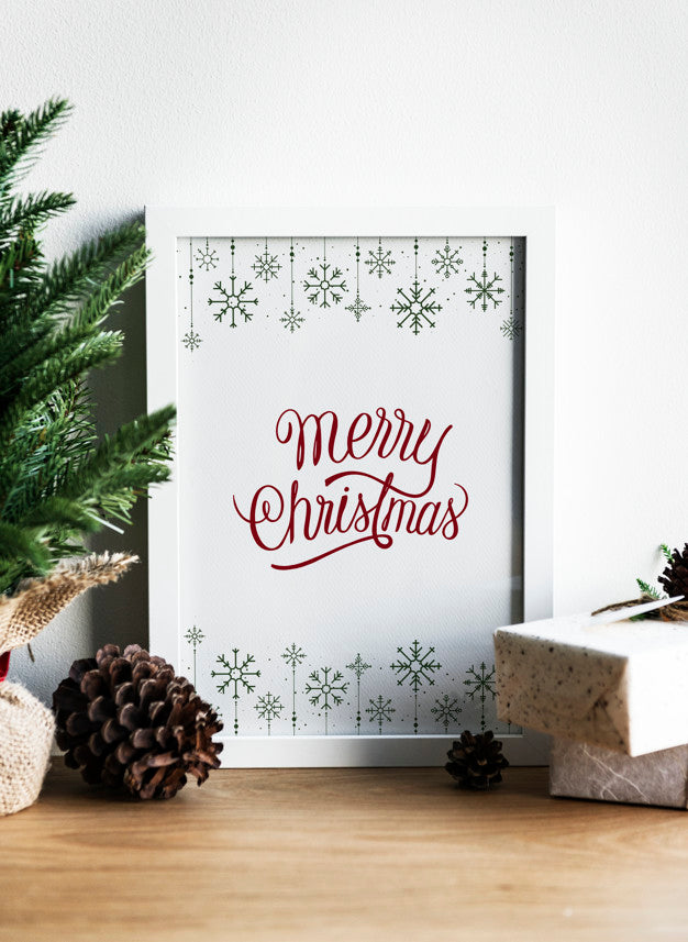 Free Christmas Holiday Greeting Design Mockup Psd