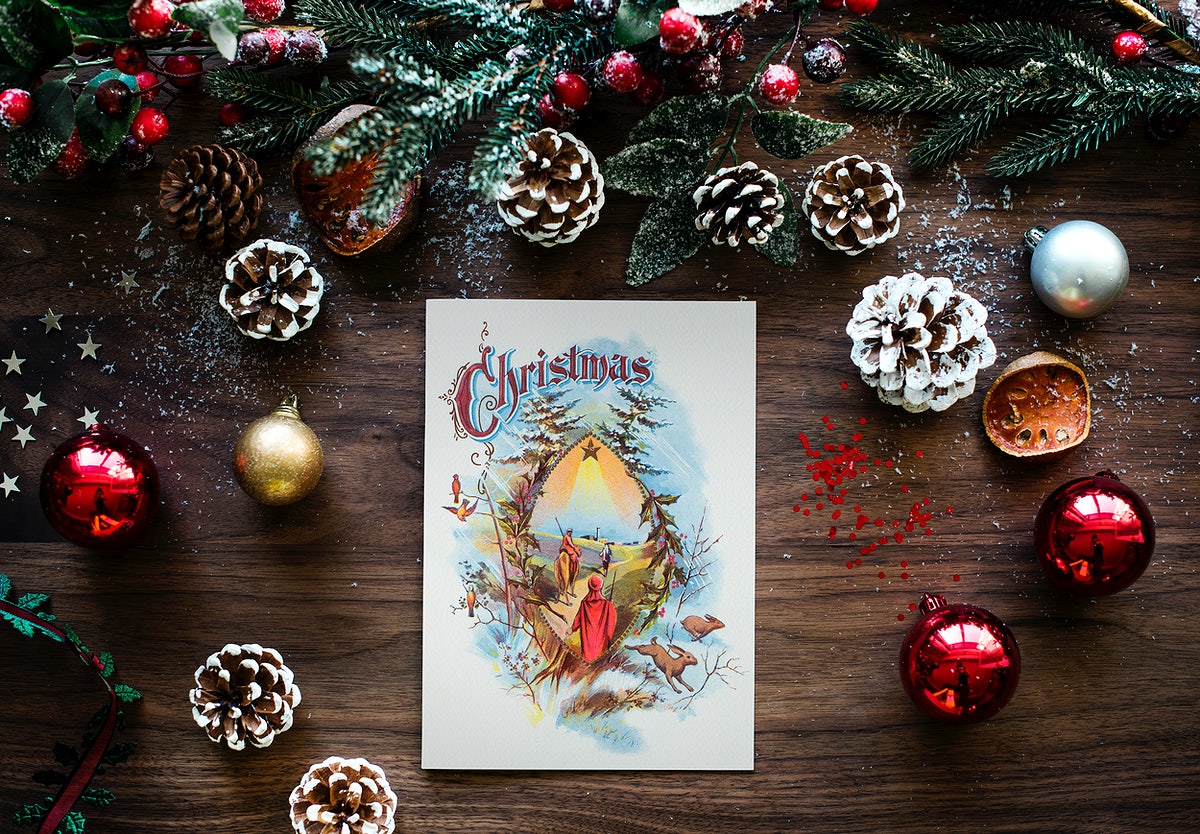 Free Christmas Holiday Greeting Design Mockup