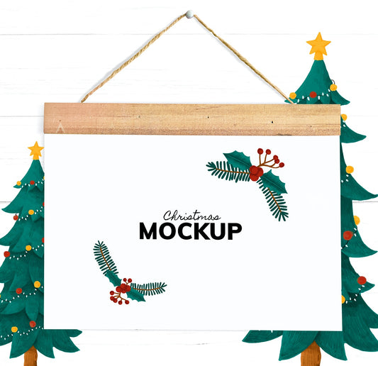 Free Christmas Holiday Greeting Design Mockup