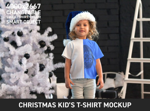 Free Christmas Kid T Shirt Mock Up Psd