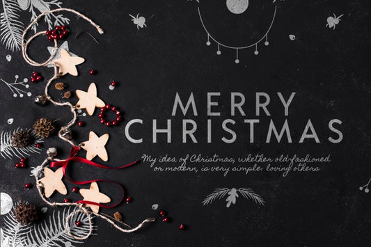 Free Christmas Message Beside Decorations Mock-Up Psd