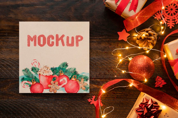 Free Christmas Mock-Up And Beautiful Winter Decorations Psd