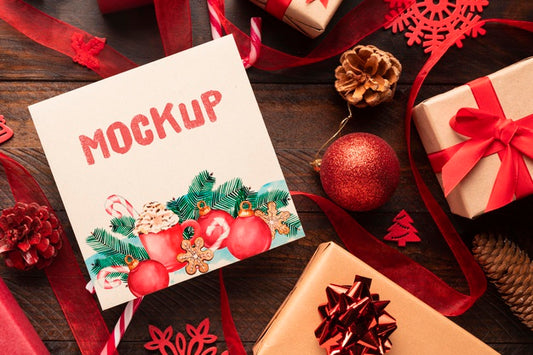 Free Christmas Mock-Up With Cute Boxes Psd