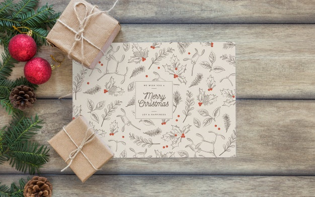Free Christmas Mockup With Cover Or Letter Psd