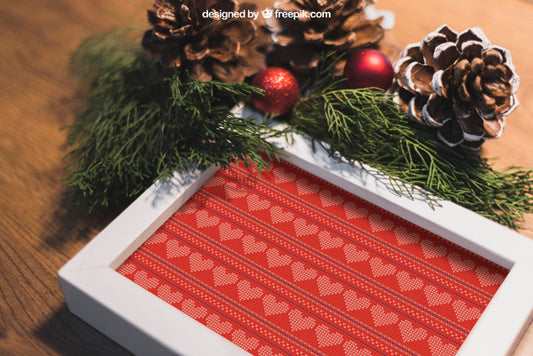 Free Christmas Mockup With Frame Psd