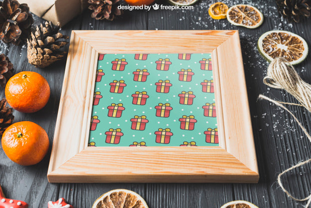 Free Christmas Mockup With Frame Psd