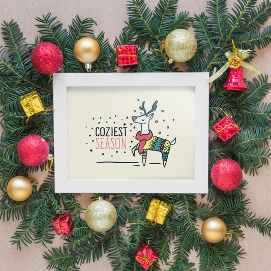 Free Christmas Mockup With Frame Psd