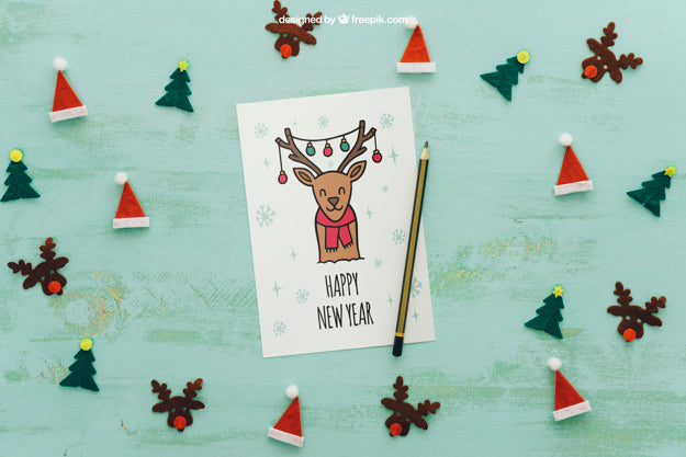 Free Christmas Mockup With Page Of Paper Psd