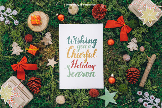 Free Christmas Mockup With Paper Psd
