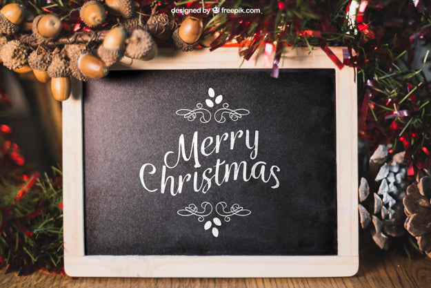 Free Christmas Mockup With Slate Psd