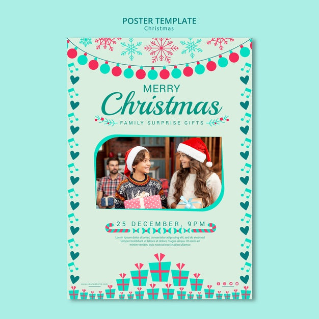 Free Christmas Poster Template With Image Psd