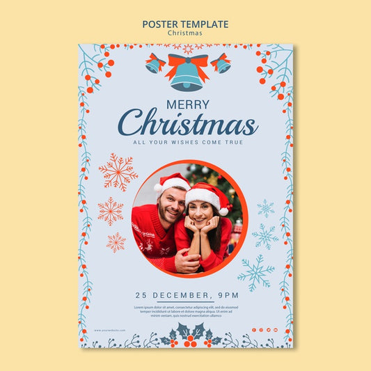 Free Christmas Poster Template With Photo Psd