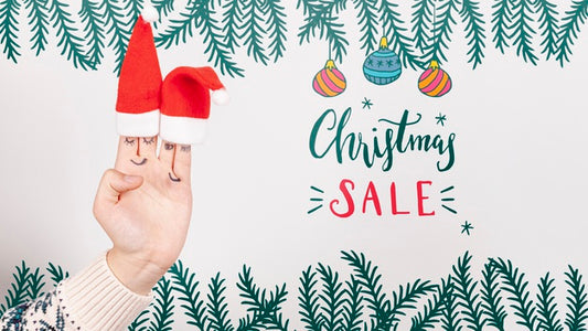 Free Christmas Sale With Santa'S Hat On A Hand Psd