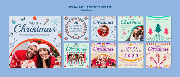 Free Christmas Social Media Post Template Set Psd