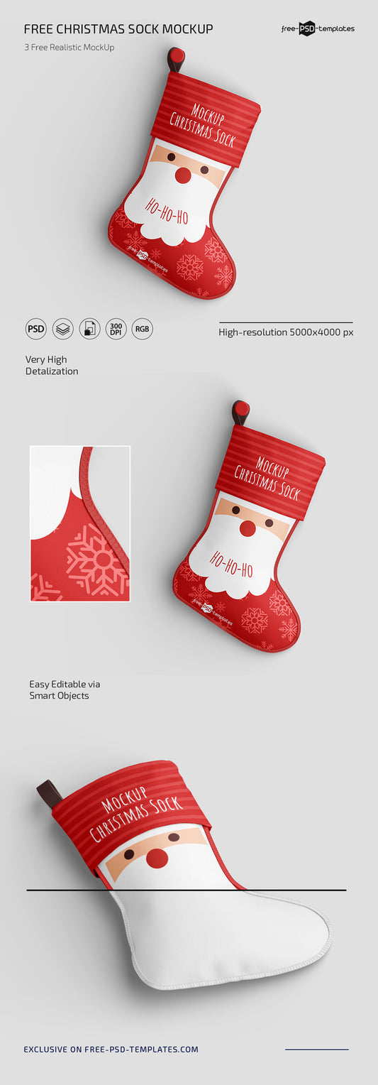 Free Christmas Sock Mockup