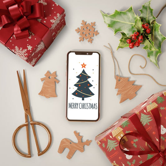Free Christmas Theme With Moder Device Psd