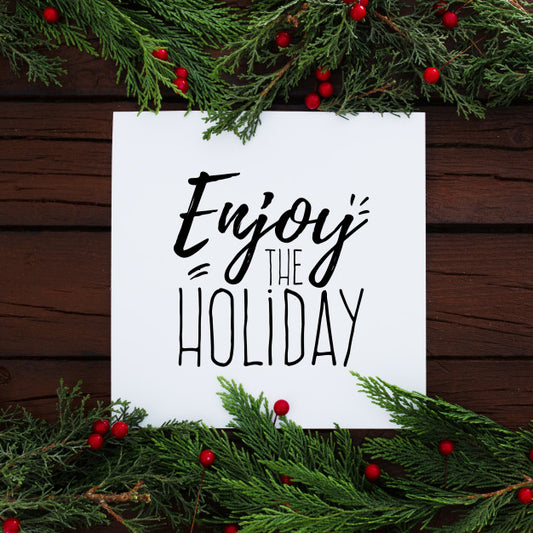 Free Christmas Tree Leaves Composition With A Blank Paper Psd