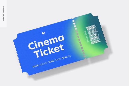 Free Cinema Ticket Mockup, Front View Psd