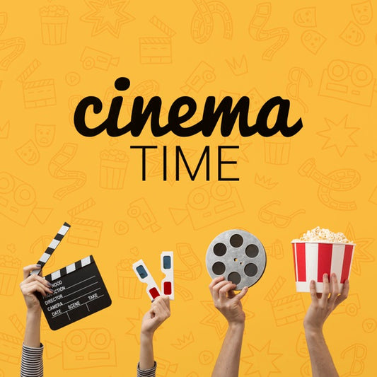 Free Cinema Time With 3D Glasses And Popcorn Psd