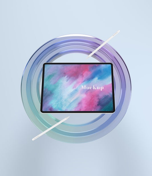 Free Circle Glass Support For Tablet Device Psd